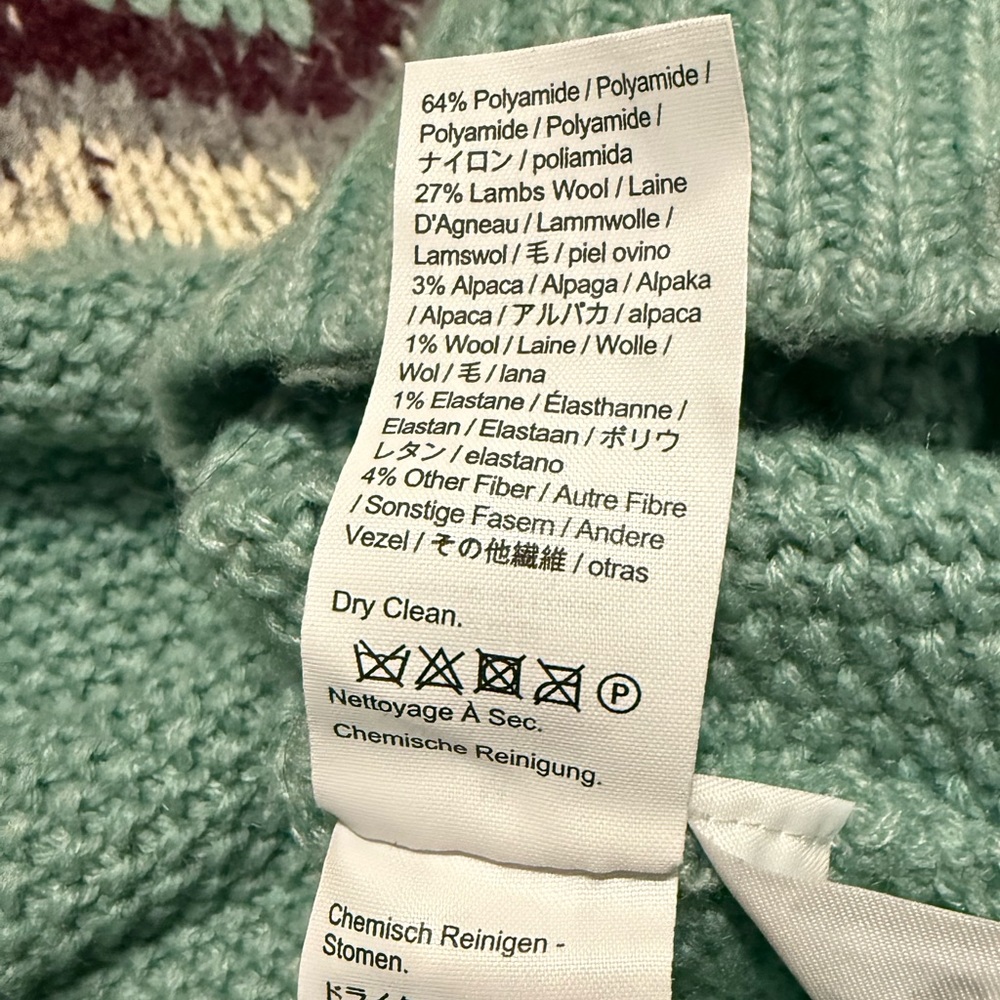 J. Crew Seafoam and Orange Nordic Patterned Sweater - Picture 5 of 5